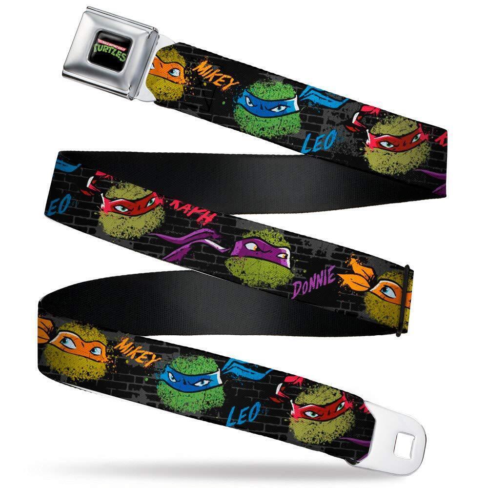 7000 Seatbelt Belt - Classic TMNT Faces/Names "Graffiti" Black/Gray/Multi